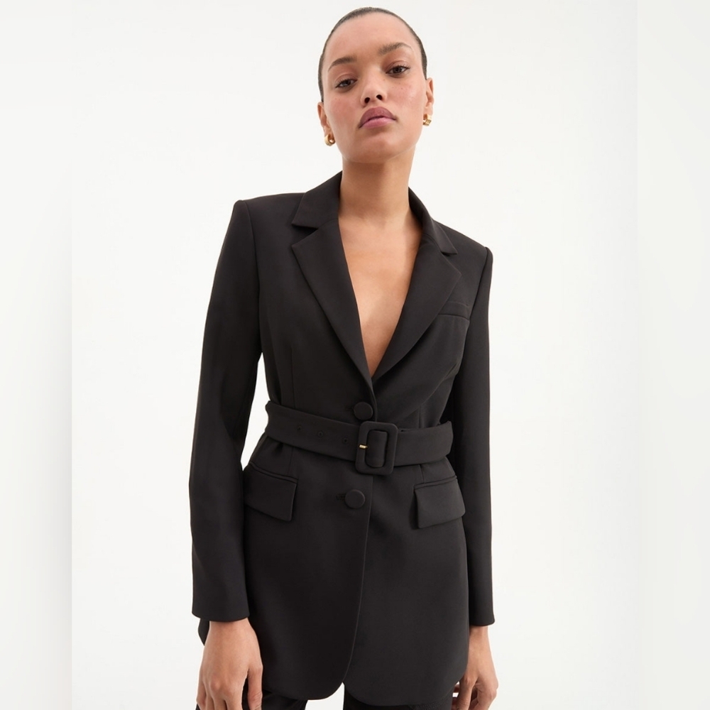 NWT NEW Veronica Beard Ryanne Belted Dickey Jacket Blazer Black Size 00 - Picture 2 of 15